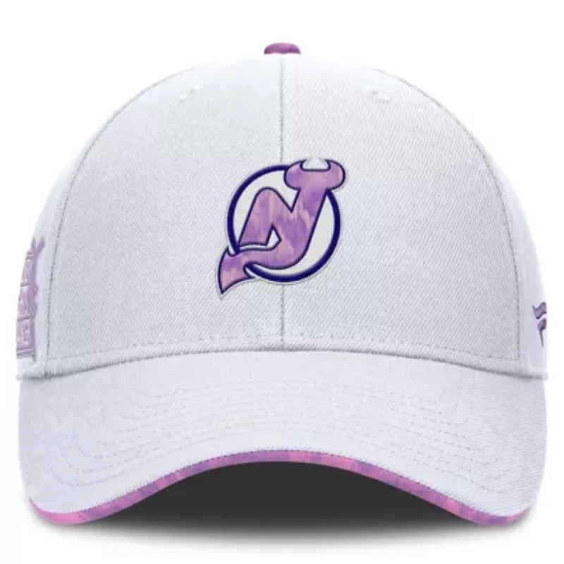 NHL Fanatics New Jersey Devils Authentic Pro Hockey Fights Cancer Adjustable Hat