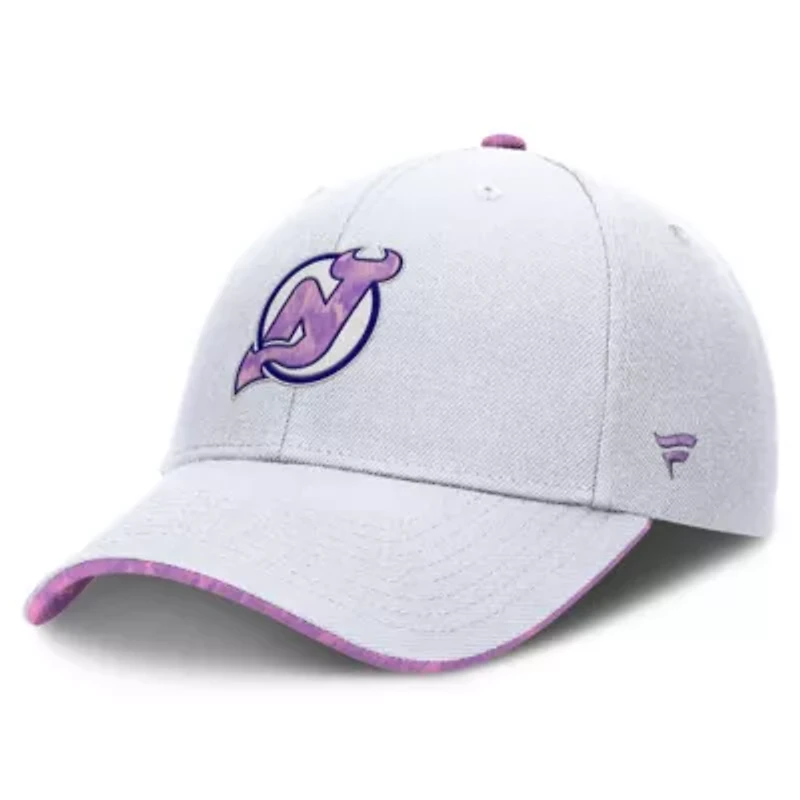 NHL Fanatics New Jersey Devils Authentic Pro Hockey Fights Cancer Adjustable Hat