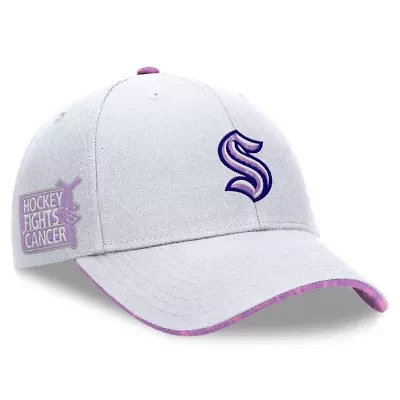 NHL Fanatics Seattle Kraken Authentic Pro Hockey Fights Cancer Adjustable Hat