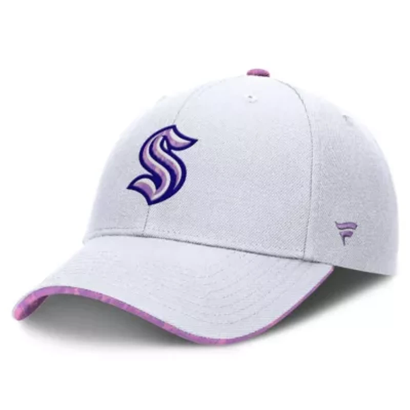 NHL Fanatics Seattle Kraken Authentic Pro Hockey Fights Cancer Adjustable Hat