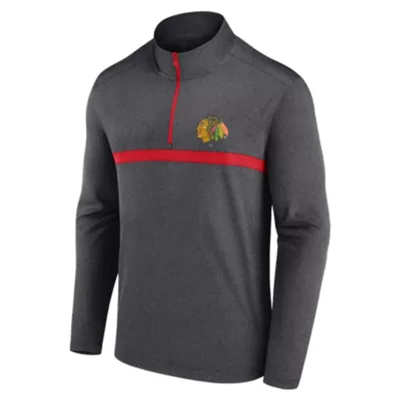 NHL Logo Athletic Chicago Blackhawks Head-to-Head Raglan Quarter-Zip Top