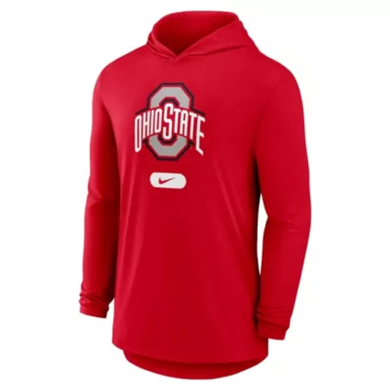 NCAA Nike Ohio State Buckeyes Primetime Tri-Blend Dri-FIT Long Sleeve Hoodie T-Shirt