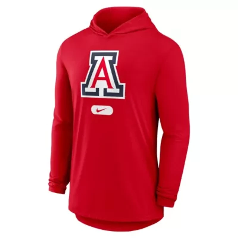 NCAA Nike Arizona Wildcats Primetime Tri-Blend Dri-FIT Long Sleeve Hoodie T-Shirt