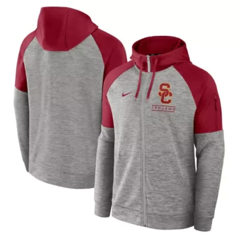 NCAA Nike USC Trojans Fitness Raglan Performance Full-Zip Hoodie