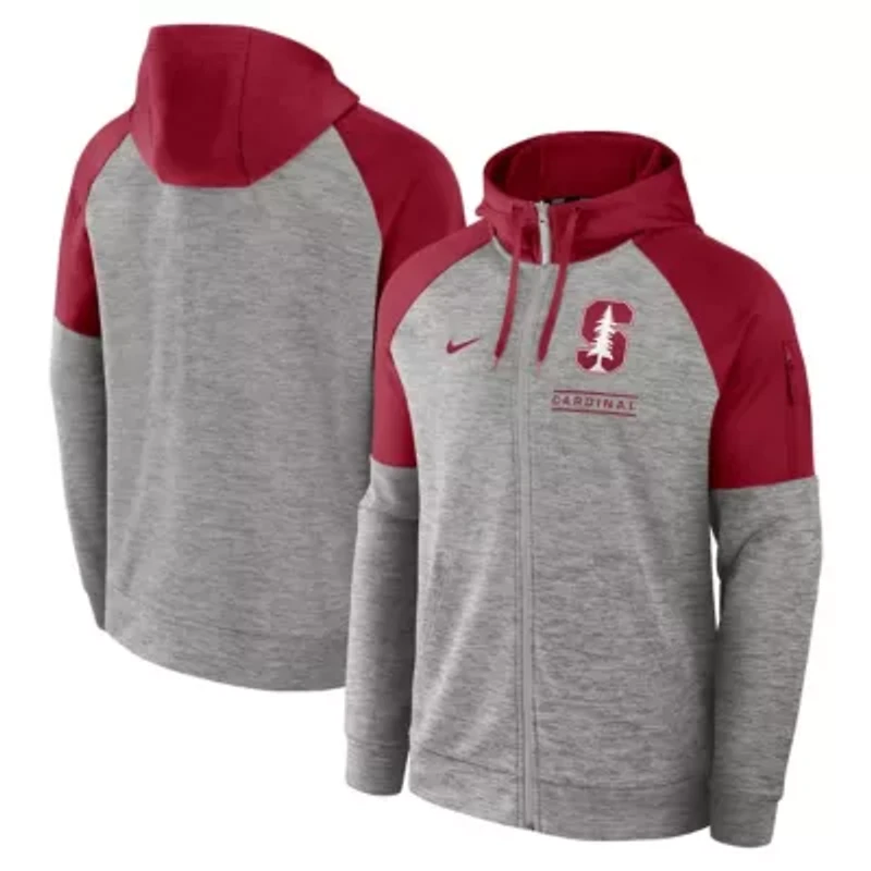 Stanford Cardinal NCAA Nike Fitness Raglan Performance Full-Zip Hoodie