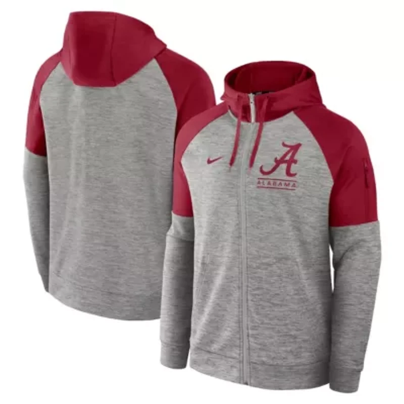 Alabama Crimson Tide NCAA Nike Fitness Raglan Performance Full-Zip Hoodie