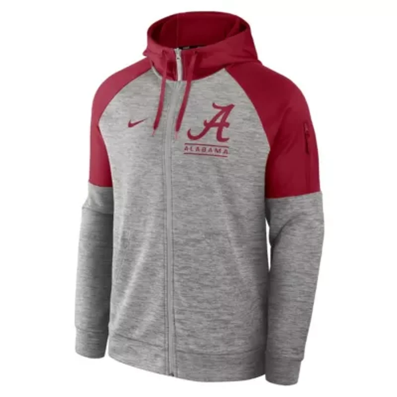 Alabama Crimson Tide NCAA Nike Fitness Raglan Performance Full-Zip Hoodie