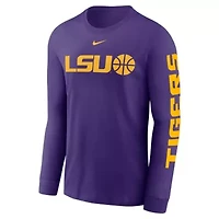 NCAA Nike LSU Tigers Basketball Icon Two-Hit Long Sleeve T-Shirt