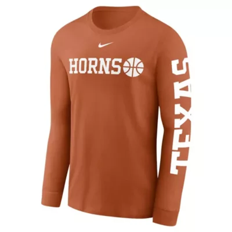 NCAA Nike Texas Longhorns Basketball Icon Two-Hit Long Sleeve T-Shirt