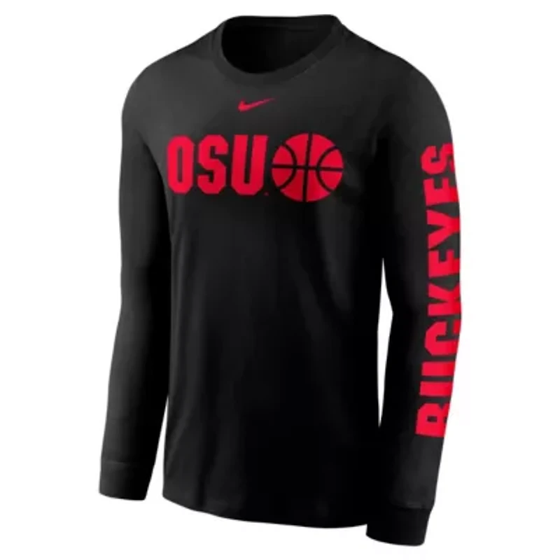 NCAA Nike Ohio State Buckeyes Basketball Icon Two-Hit Long Sleeve T-Shirt