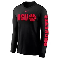 NCAA Nike Ohio State Buckeyes Basketball Icon Two-Hit Long Sleeve T-Shirt