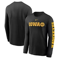 NCAA Nike Iowa Hawkeyes Basketball Icon Two-Hit Long Sleeve T-Shirt