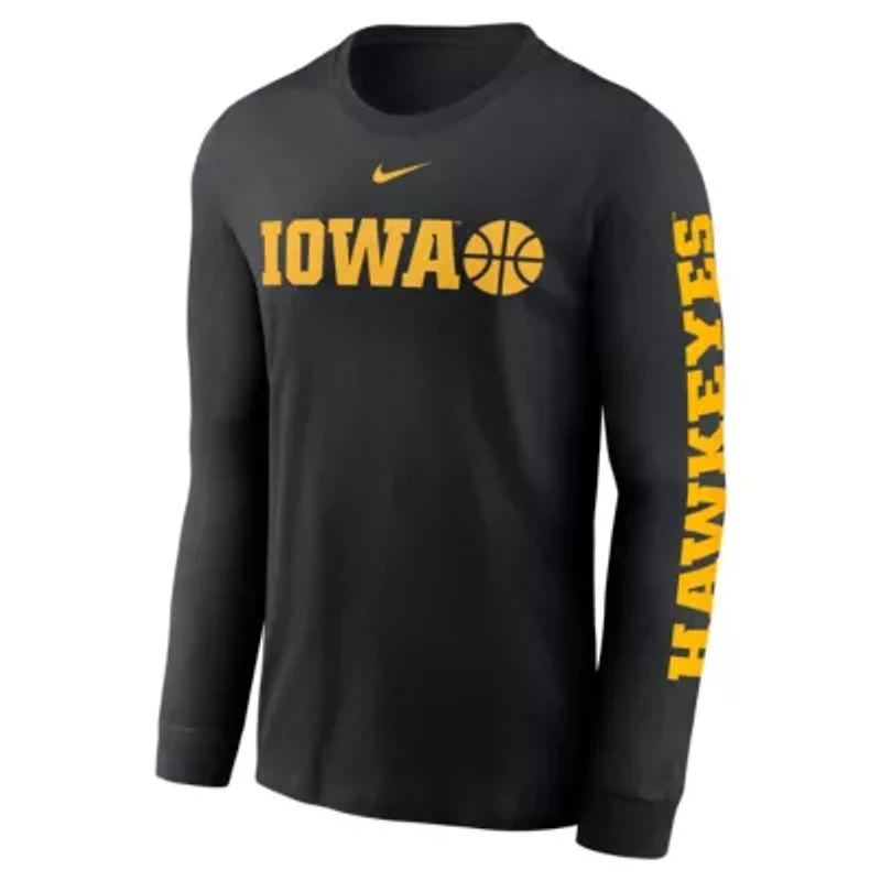 NCAA Nike Iowa Hawkeyes Basketball Icon Two-Hit Long Sleeve T-Shirt