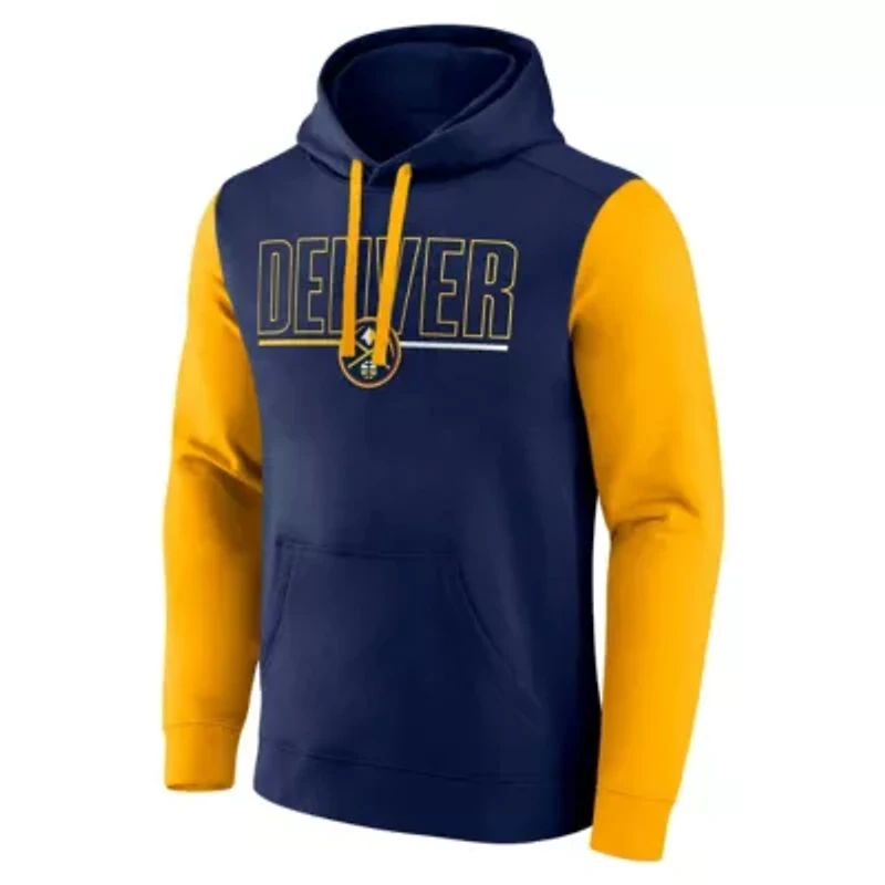 NBA Logo Athletic Denver Nuggets Outline Colorblock Pullover Hoodie