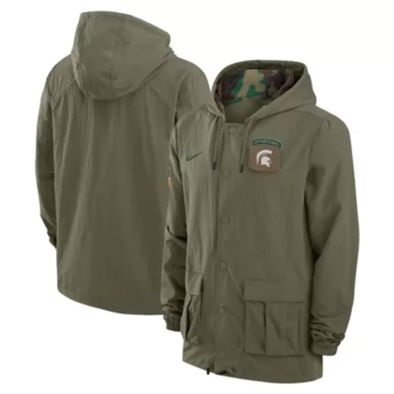 NCAA Nike Michigan State Spartans 2024 Military Appreciation Full-Snap Hoodie Jacket