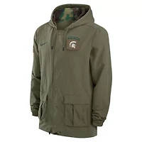 NCAA Nike Michigan State Spartans 2024 Military Appreciation Full-Snap Hoodie Jacket