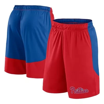 MLB Fanatics Red/Royal Philadelphia Phillies Launch Polyester Shorts