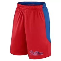 MLB Fanatics Red/Royal Philadelphia Phillies Launch Polyester Shorts