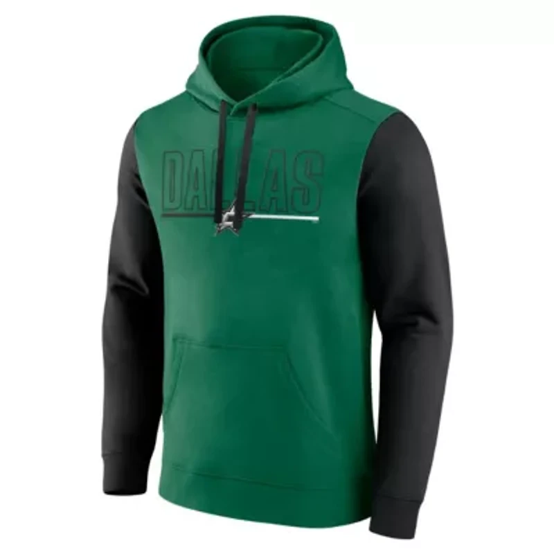 NHL Logo Athletic Kelly Dallas Stars Deliver Fleece Pullover Hoodie