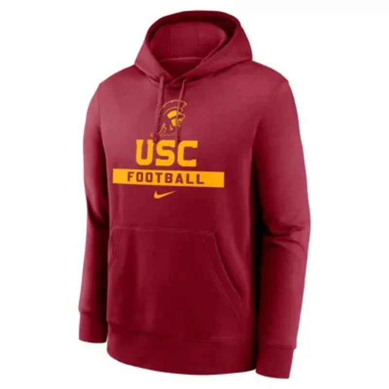 NCAA Nike USC Trojans Football Stack Club Fleece Pullover Hoodie