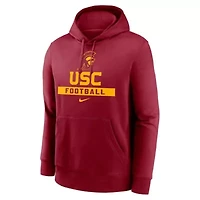 NCAA Nike USC Trojans Football Stack Club Fleece Pullover Hoodie