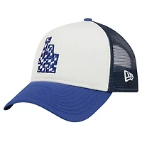 MLB White/Royal Los Angeles Dodgers Checkered Flag A-Frame Trucker 9FORTY Adjustable Hat