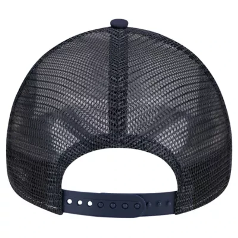 MLB White/Navy New York Yankees Checkered Flag A-Frame Trucker 9FORTY Adjustable Hat