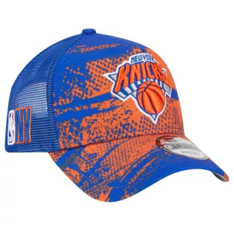 NBA Blue/Orange New York Knicks Tip Off A-Frame Trucker 9FORTY Adjustable Hat