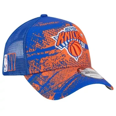 NBA Blue/Orange New York Knicks Tip Off A-Frame Trucker 9FORTY Adjustable Hat