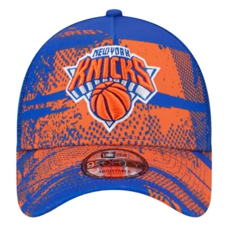 NBA Blue/Orange New York Knicks Tip Off A-Frame Trucker 9FORTY Adjustable Hat