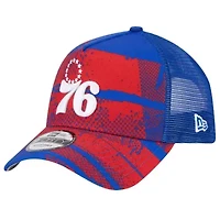 NBA Royal/Red Philadelphia 76ers Tip Off A-Frame Trucker 9FORTY Adjustable Hat