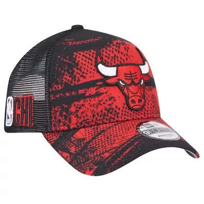 NBA Black/Red Chicago Bulls Tip Off A-Frame Trucker 9FORTY Adjustable Hat