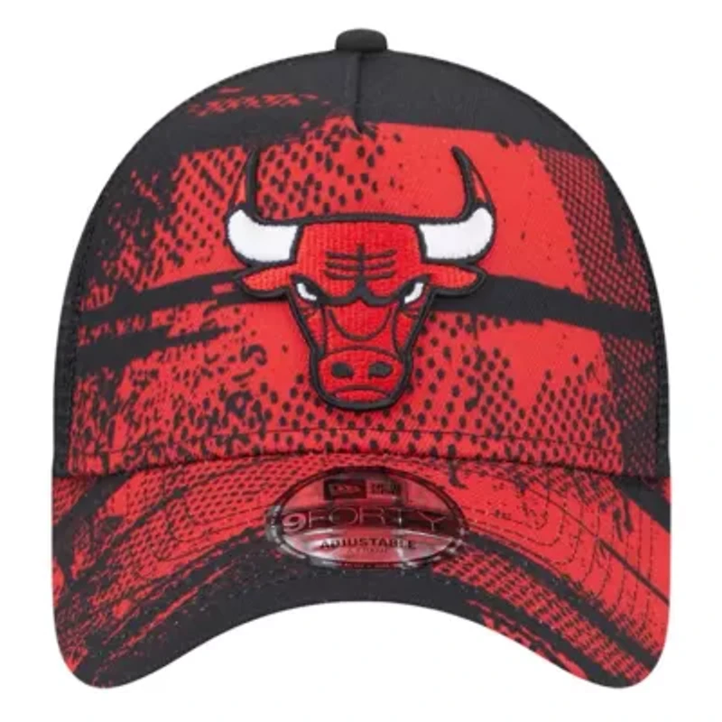 NBA Black/Red Chicago Bulls Tip Off A-Frame Trucker 9FORTY Adjustable Hat