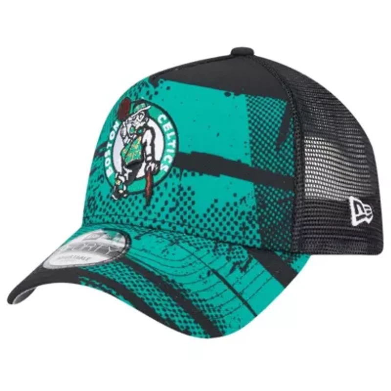 NBA Black/Kelly Boston Celtics Tip Off A-Frame Trucker 9FORTY Adjustable Hat