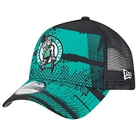 NBA Black/Kelly Boston Celtics Tip Off A-Frame Trucker 9FORTY Adjustable Hat