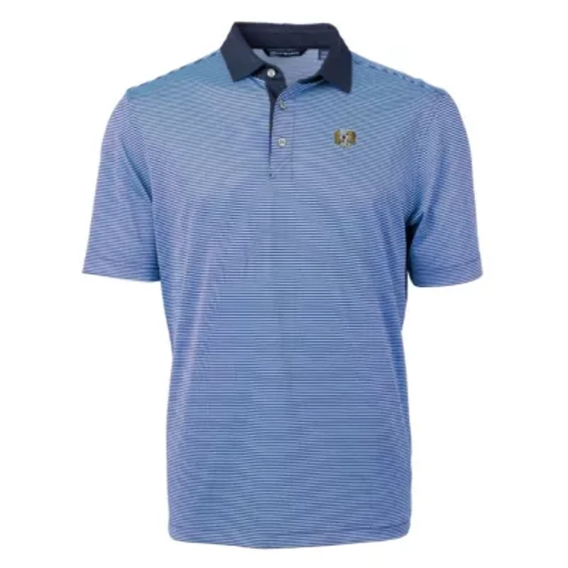 NCAA Carolina Blue/Navy North Tar Heels Vault DryTec Virtue Eco Pique Micro Stripe Recycled Polo