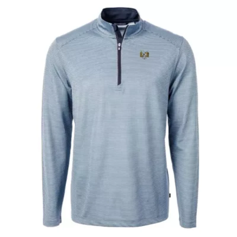 NCAA Carolina Blue/Navy North Tar Heels Vault DryTec Virtue Eco Pique Micro Stripe Recycled Quarter-Zip Pullover