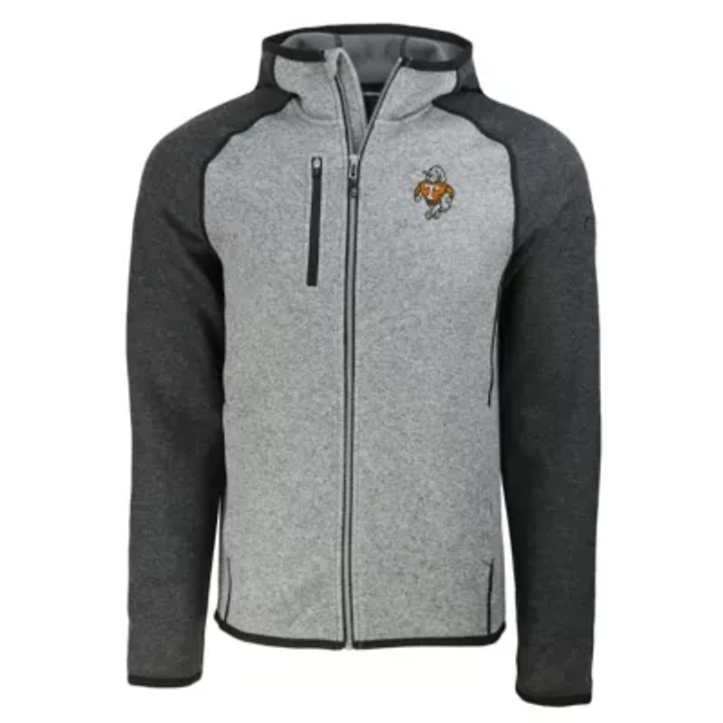 NCAA Heather Gray/Heather Tennessee Volunteers Vault Mainsail Full-Zip Raglan Hooded Jacket