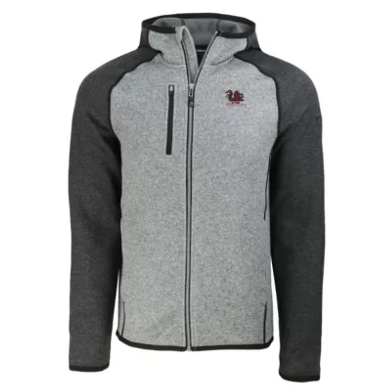 NCAA Heather Gray/Heather South Carolina Gamecocks Vault Mainsail Full-Zip Raglan Hooded Jacket