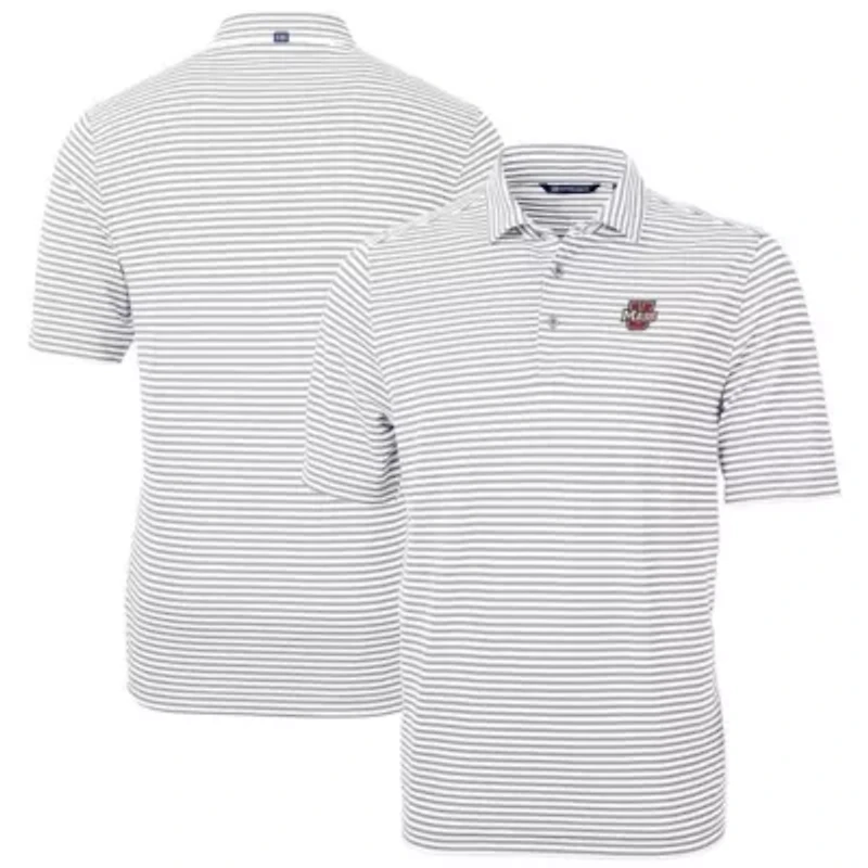 NCAA UMass Minutemen Virtue Eco Pique Stripe Recycled Polo