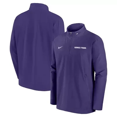 NCAA Nike TCU Horned Frogs 2024 Sideline Coach Quarter-Zip Hoodie Jacket