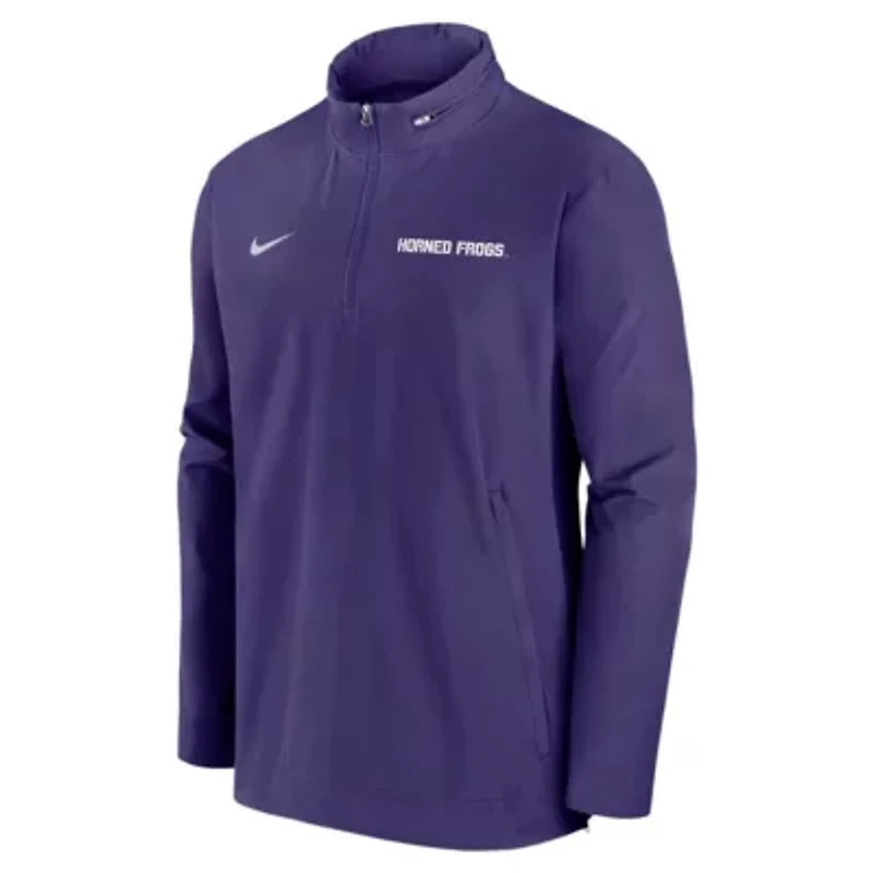 NCAA Nike TCU Horned Frogs 2024 Sideline Coach Quarter-Zip Hoodie Jacket
