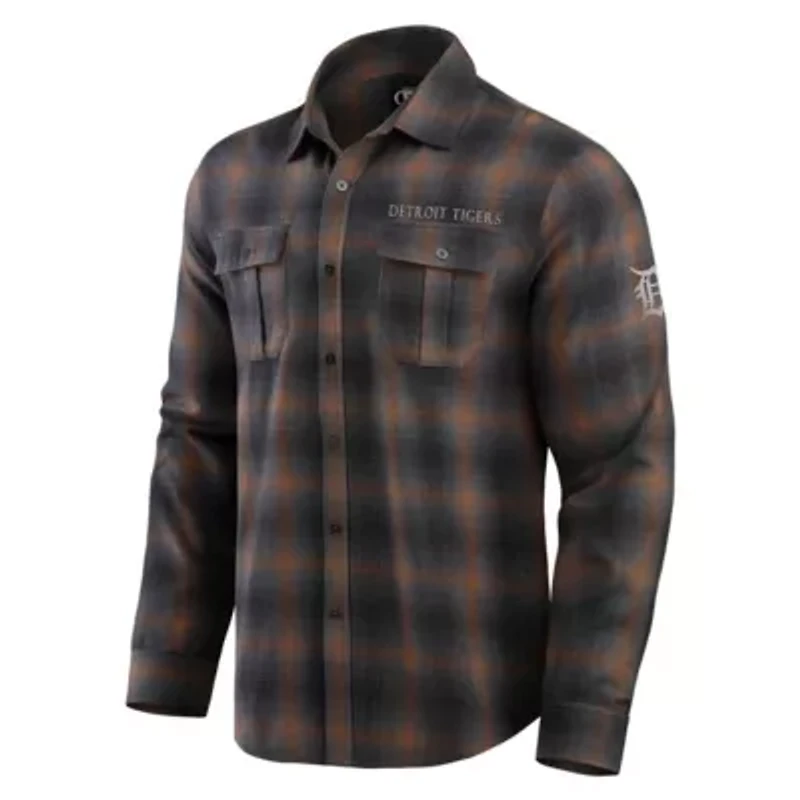 MLB Detroit Tigers Classic Flannel Long Sleeve Button-Up Shirt
