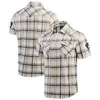 MLB Milwaukee Brewers Plaid Full-Snap Shirt