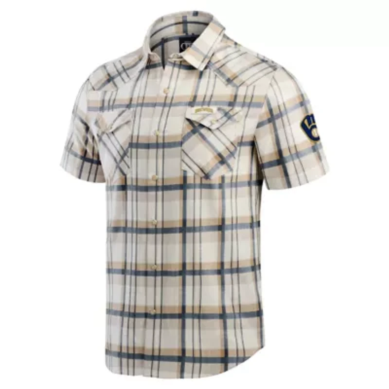 MLB Milwaukee Brewers Plaid Full-Snap Shirt