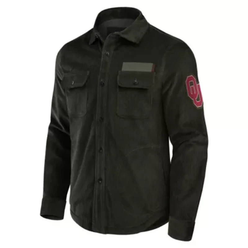 NCAA Oklahoma Sooners Corduroy Full-Button Shacket