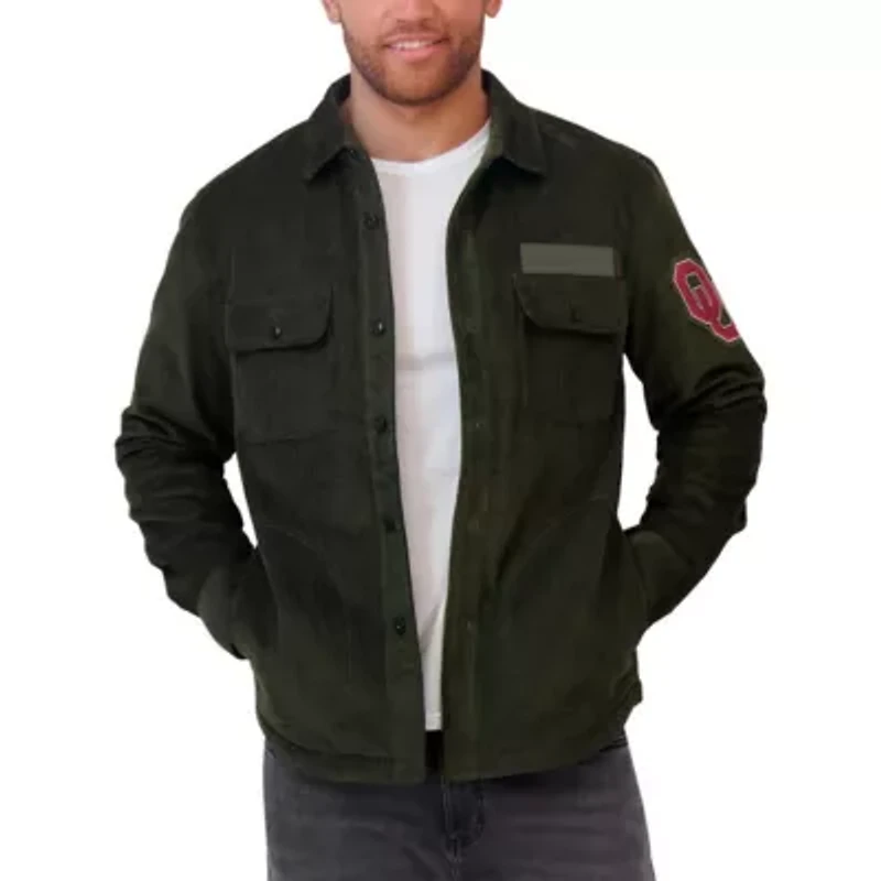 NCAA Oklahoma Sooners Corduroy Full-Button Shacket