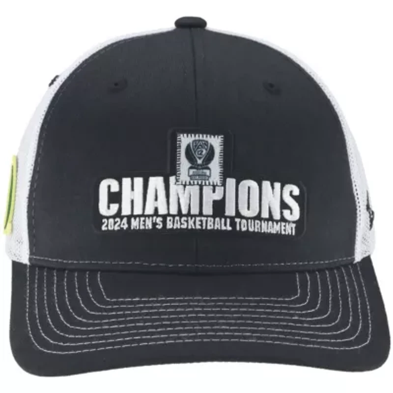 NCAA Oregon Ducks 2024 Pac-12 Basketball Conference Tournament s Locker Room Adjustable Trucker Hat