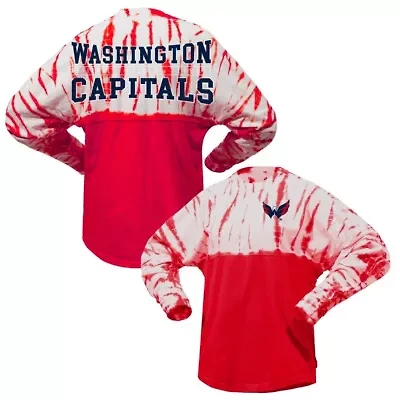NHL Unisex Washington Capitals Crystal Half Dye Long Sleeve T-Shirt