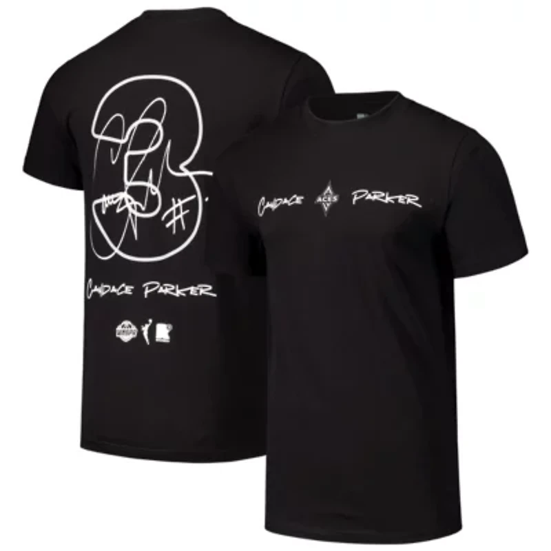 WNBA Unisex Candace Parker Las Vegas Aces Player Signature Name & Number T-Shirt